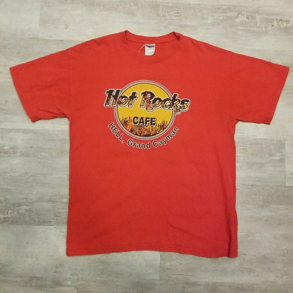 Hot Rocks Cafe Hell  Fire L Solid Red T shirt - Picture 2 of 6